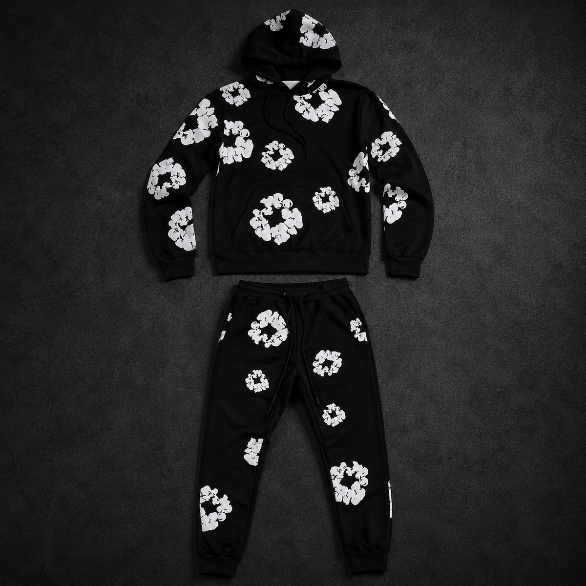 DENIM NEGRO FLORES BLANCAS