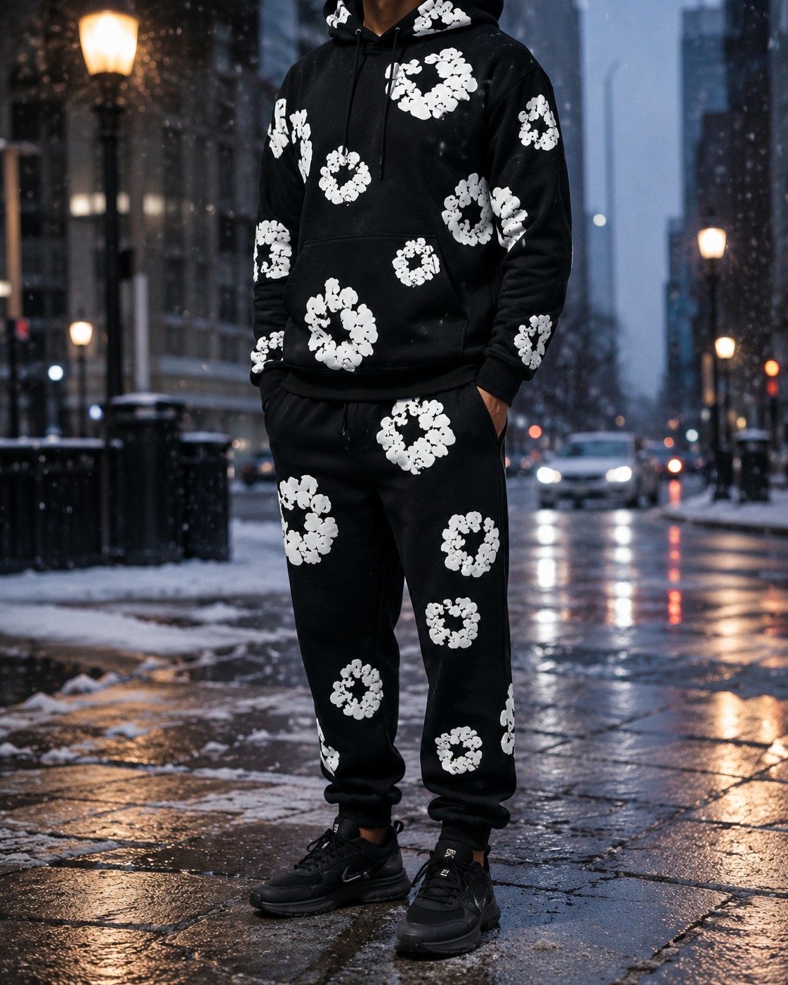 DENIM NEGRO FLORES BLANCAS